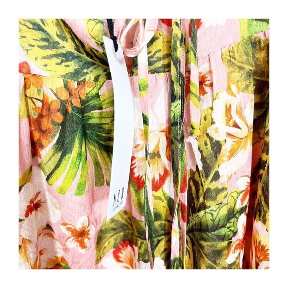 NSR Dress Womens Puff Short Sleeve Tropical Foral Mini Ladies Medium NEW - Picture 10 of 12